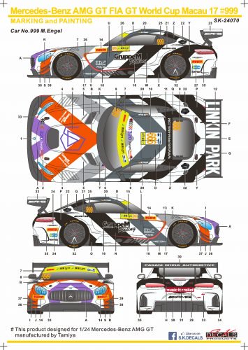 SK24070 Mercedes-Benz AMG GT FIA GT World Cup Macau 17#999