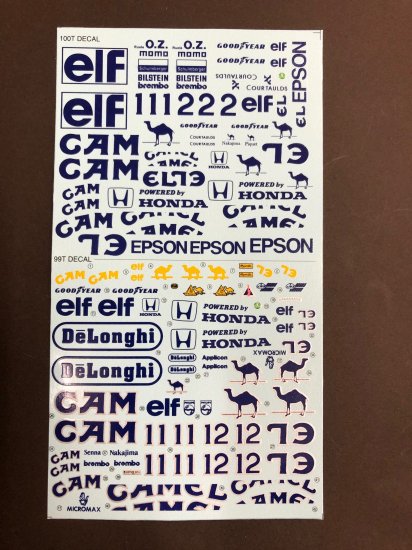 DECAL PIT 1/20サイズF-1用 ロータス99T フルスポンサーデカール