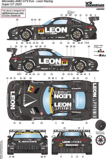 1/24 Mercedes AMG GT3 Evo Leon Racing - Super GT 2023 LB24092 - Finisher's  & AutoModeli GT