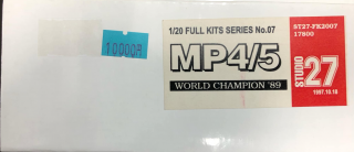 STUDIO27 1/20 MP4/5 WORLD CHAMPION '89