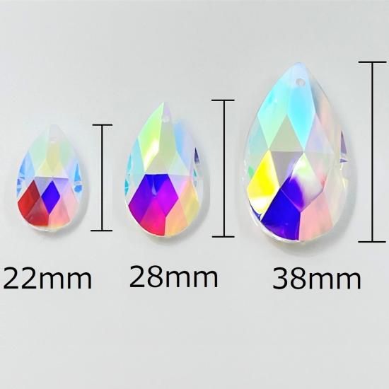 しずく型 38mm オーロラ 8個セット クリスタルガラス 涙型