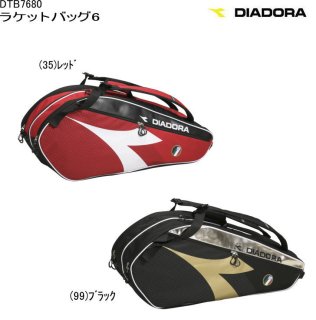DTB7680 DIADORA【ディアドラ】ラケットバッグ6 テニス バックパック メンズ レディース 6本 ブラック レッド