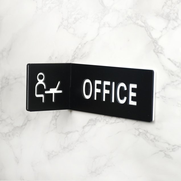 突き出し二重ピクトサイン OFFICE オフィス 事務室 事務所 ルームサイン ドアサイン ドアプレート サイン 表札 室札