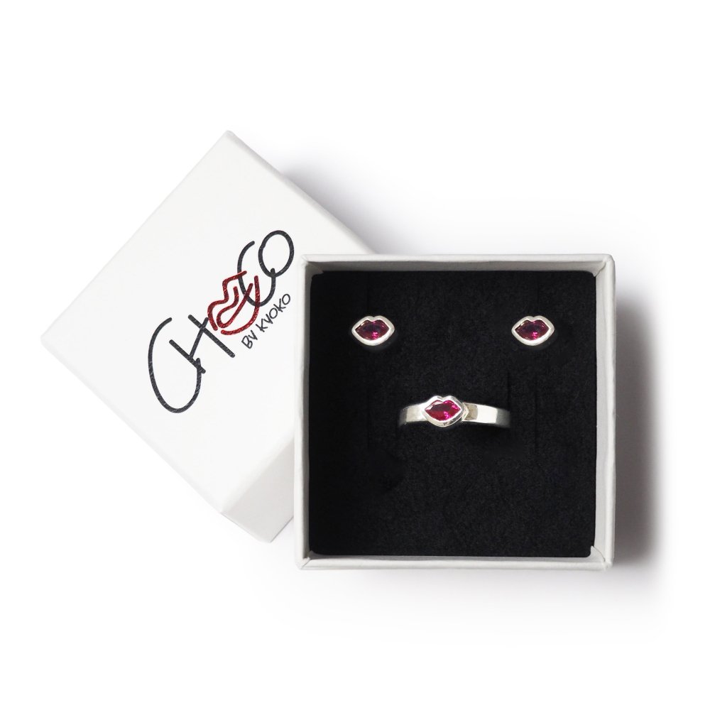 ROUGE RING  ROUGE EARRING SET(RED)