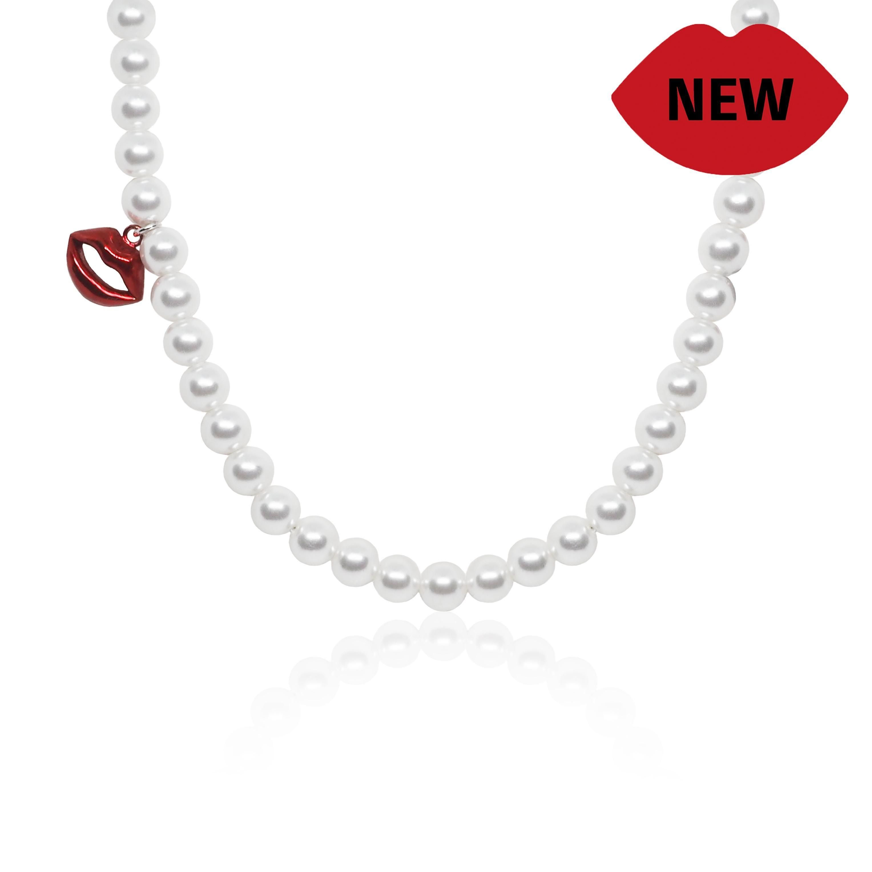 ロビンスティール　淡水パール&レッドカラードロップクラシックネックレス ロビンスティール 淡水パール&レッドカラードロップクラシック