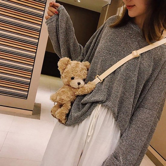 バッグ テディベア ショルダーバッグ 韓国ファッション オールシーズン クマ 熊 くまさん お洒落 - ローズクオーツ