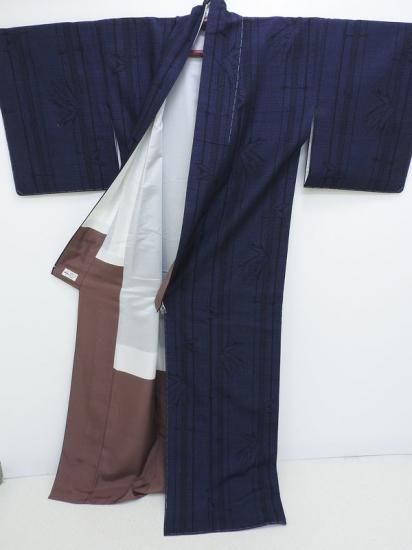 結城紬 トール寸 笹竹文様 縢結城紬 御仕立上り(3174) l-y