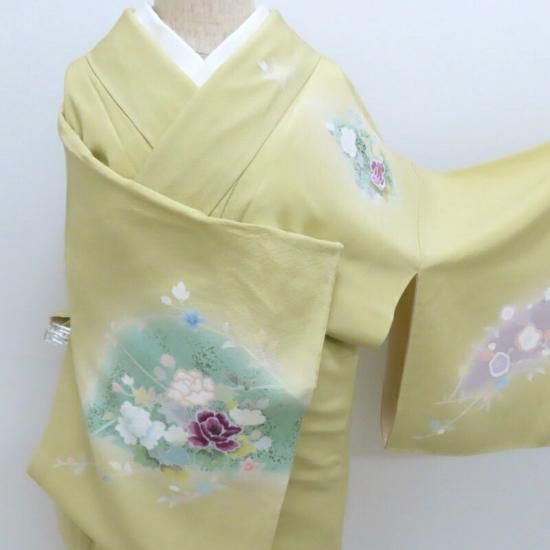 訪問着 じゅらく帝王紫 花あしらい 刺繍 お茶席着物 訪問着 御