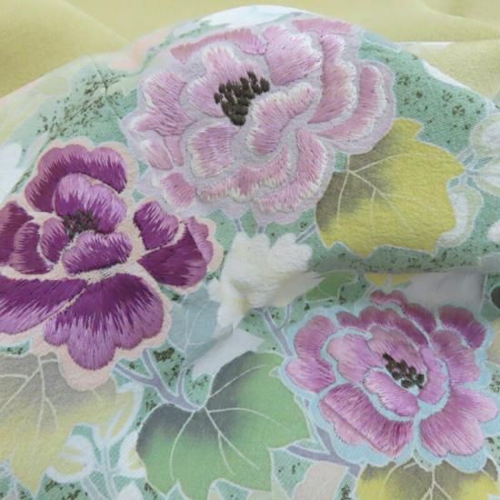 訪問着 じゅらく帝王紫 花あしらい 刺繍 お茶席着物 訪問着 御