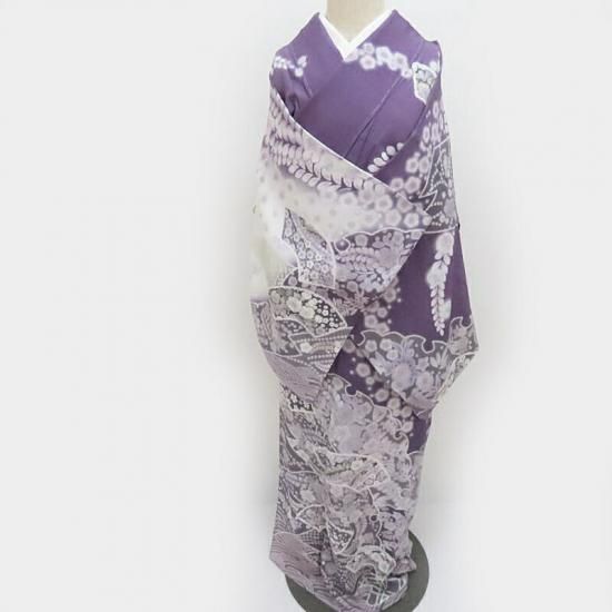 【新品♪夏着物】訪問着＊絽 長尺 辻が花 紫 略礼装 正絹 25H32 新品♪夏着物】訪問着＊絽 長尺 辻が花 紫 略礼装 正絹 25H32
