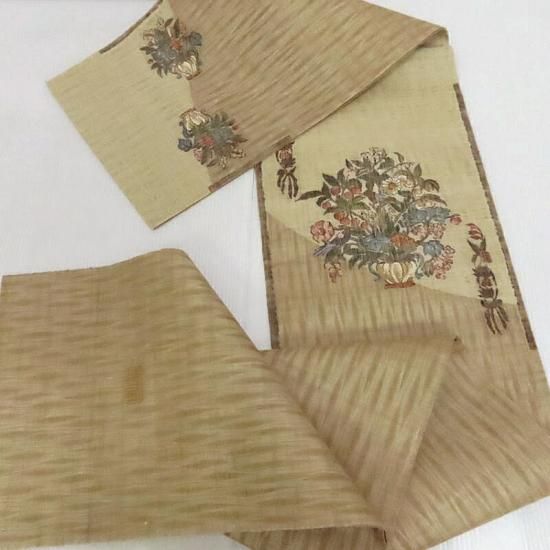 秋単衣にぴったり　ススキ柄櫛織の袋帯　300g軽量　帯締めセット 秋単衣にぴったり ススキ柄櫛織の袋帯 300g軽量 帯締めセット