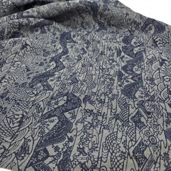 夏の麻 小千谷ちぢみ 新品 越後小千谷 本麻織物 型絵染め 御仕立
