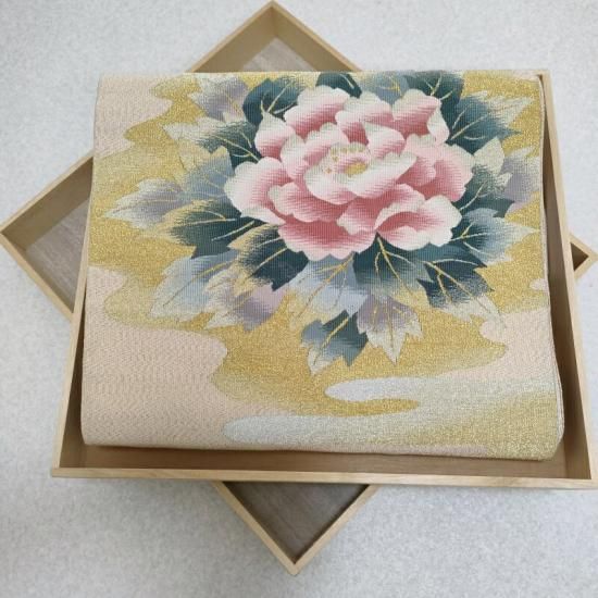 個人さまおまとめ専用❤️オパール織りモダン名古屋帯♡ツル花・実❤️ 花かつみ文」夏名古屋帯 織楽浅野製(m21_5116Yw)紹介