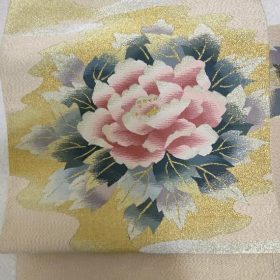 個人さまおまとめ専用❤️オパール織りモダン名古屋帯♡ツル花・実❤️ 名古屋帯 花牡丹 八寸名古屋帯 フォーマル お茶席 式事にも 御