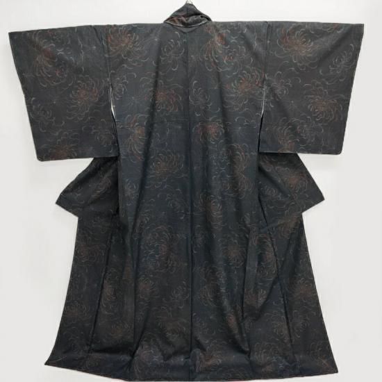 乱菊！アンティーク大島紬正絹着物 大島紬 乱菊文様 カジュアル着物 御仕立上り(3445) - きもの 一