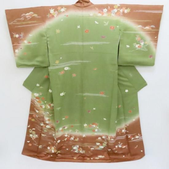 Club藤★訪問着 友禅柄 茶屋辻模様 お茶席着物 フォーマル (3378) 訪問着 茶屋辻模様と草花図 友禅柄染め 本加工 お茶席着物