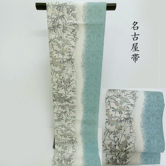 九寸名古屋帯　草花　着物a 型染風草花｜九寸名古屋帯 - 着物・帯・和装小物の通販｜三文字