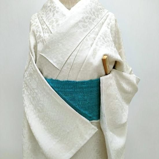 貴久樹 色無地 野蚕糸 ナチュラルタッサー 辻が花 紋意匠織