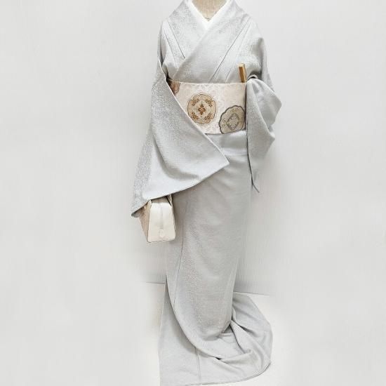 新品 桐竹鳳凰地紋 落款 着物“麗を奏でる”仕付け糸付 作家物 色無地 5369 新品 さが美謹製 一刀彫 桐竹鳳凰 着物 正絹 仕付け糸付 色無地