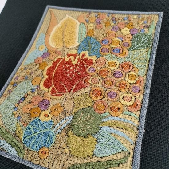 貴久樹 名古屋帯 刺繍 オリエンタルフラワー カジュアル八寸名古屋帯