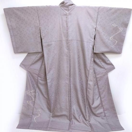 単衣　刺繍附下げ　しつけ付き スワトウ刺繍 汕頭刺繍 中国刺繍 着物 付下げ しつけ有 ブルー