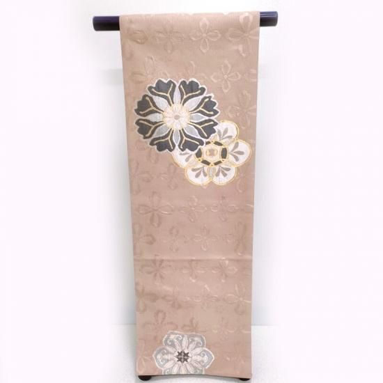 洛風林 名古屋帯 オリエンタルフラワー カジュアル 九寸名古屋帯