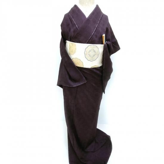 美品 単衣 お茶事に最適 縮緬地 色無地・小紋（正絹）仕立上り＜M1043＞ 美品 単衣 お茶事に最適 縮緬地 色無地・小紋（正絹）仕立上り