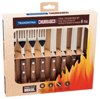 Polywood Steak Knife & Fork 8pc Dark