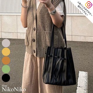 プリーツバッグ 【即納】 プリーツ バッグ ハンド トート トレンド レディース  韓国ファッション 流行 Instagram