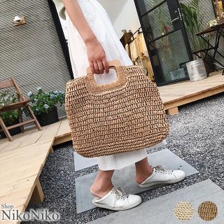 ペーパーハンドバッグ 【即納】バッグ 鞄 かご ミニバッグ シンプル コンパクト ミニ 韓国ファッション 流行 トレンド レディース
