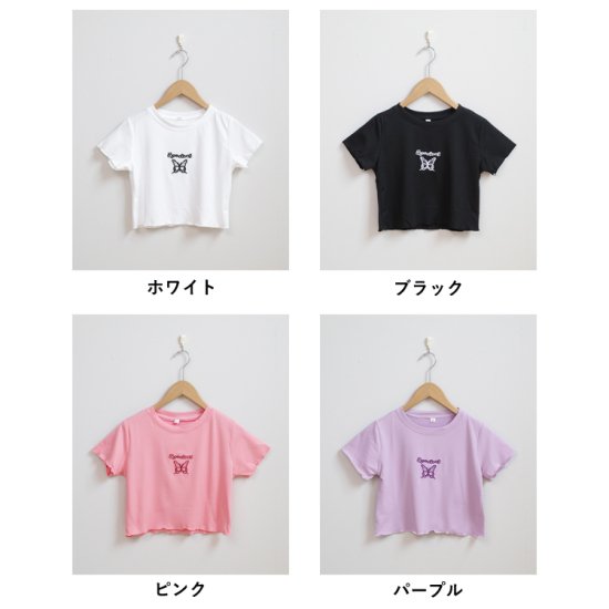 バタフライ刺繍 クロップド丈 チビTシャツ ma 【即納】 トップス