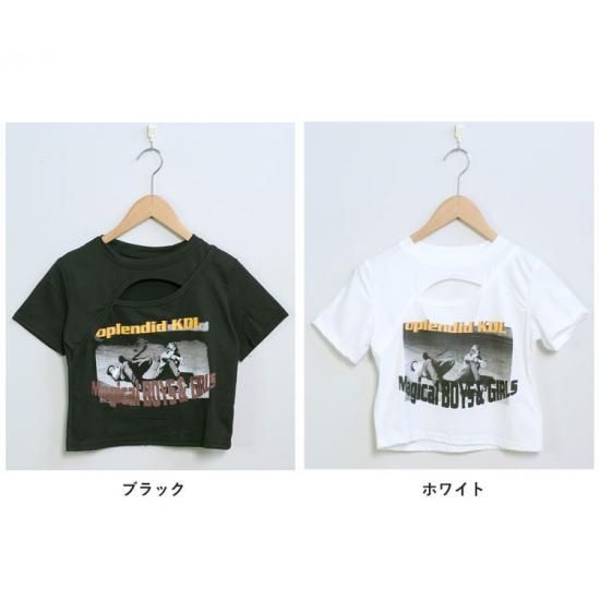 フォトプリント カットアウト ショート丈チビTシャツ ma 【即納