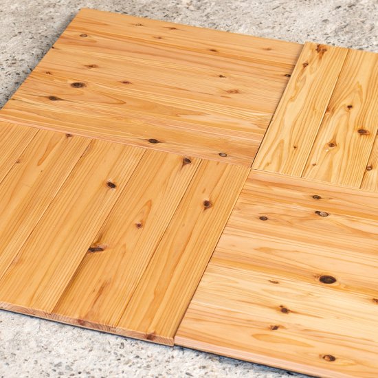 オクユーカ　自然木の床マット4枚セット（45cm×45cm） 