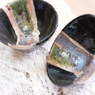  kuro oribe couple rice bowl