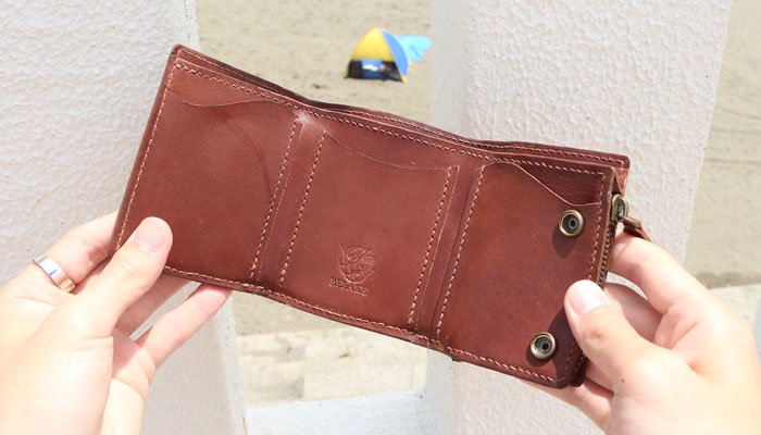 BELAKE 三つ折りミニ財布 trifold wallet cultured brown leather