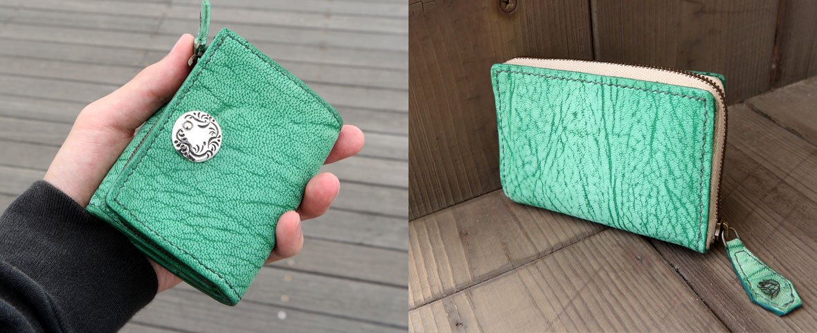 BELAKEýޤ trifold wallet scrub green goat leather(֥꡼󥴡ȥȥեɥå)
