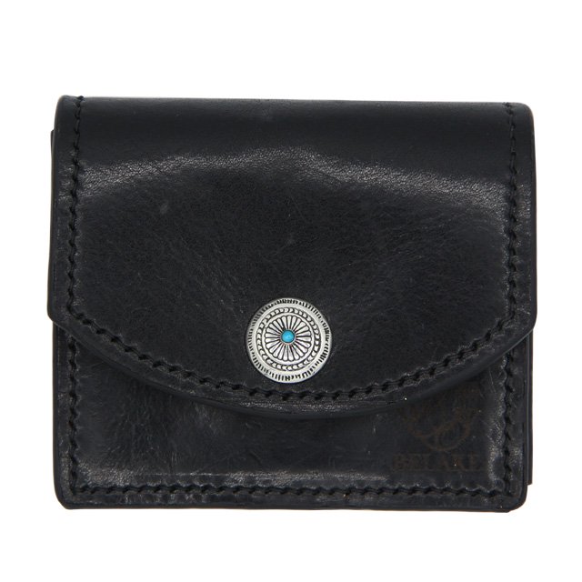 BELAKE ߥ˺ mini wallet down wave black douglas leather ( 󥦥 饹֥å쥶ߥ˥å)