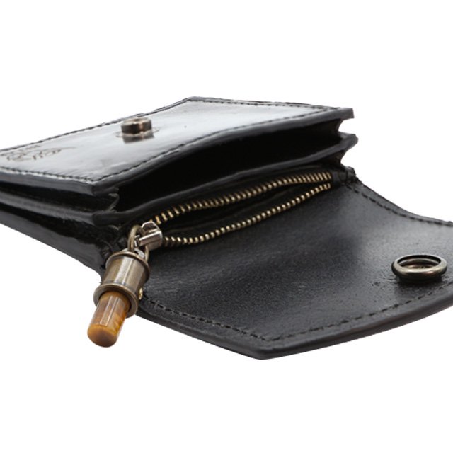 BELAKE ミニ財布 mini wallet down wave black douglas leather (ミニウォレット ダウンウェイブ ブラックダグラスレザー) 詳細1
