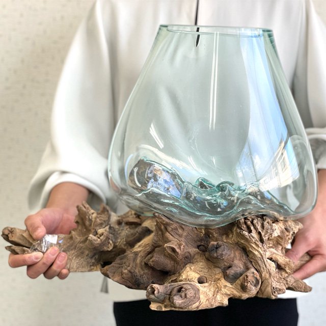 流木インテリア ガラスオブジェ XLサイズ 【オブジェ 観葉植物 花瓶】