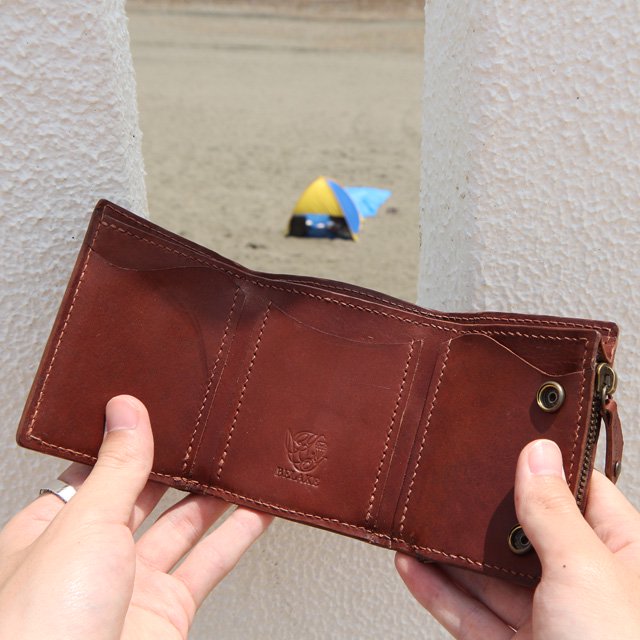 BELAKE 三つ折りミニ財布 trifold wallet cultured brown leather