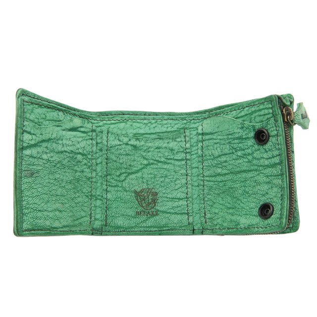 BELAKE ޤߥ˺ trifold wallet scrub green goat leather(֥꡼󥴡ȥȥեɥå)ܺ3
