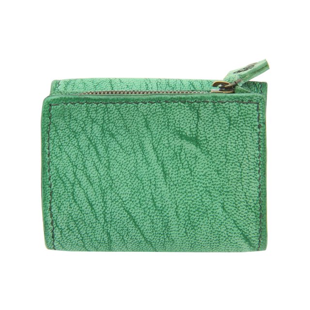 BELAKE 三つ折り財布 trifold wallet scrub green goat leather(スクラブグリーンゴートトリフォールドウォレット)コンチョボタンなし