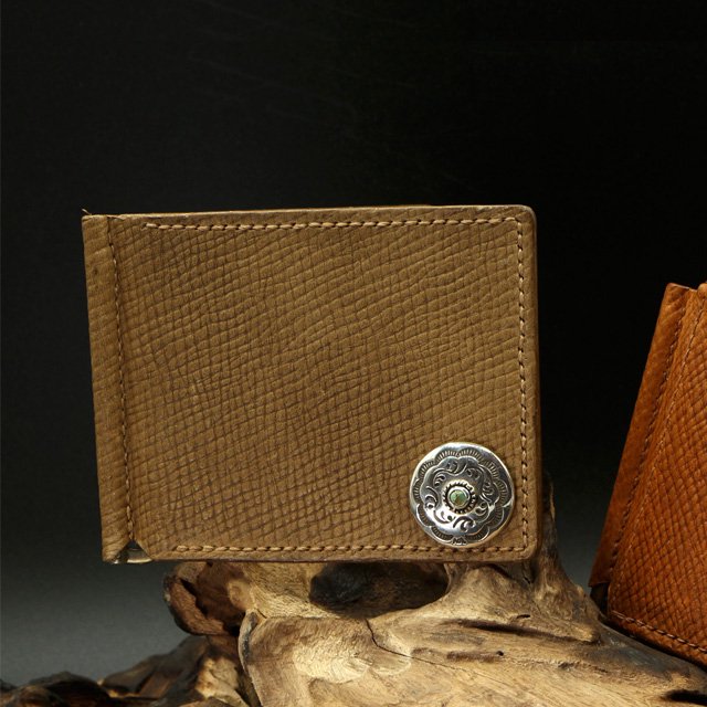 BELAKE マネークリップ C・F・STEAD dark sand leather money clip