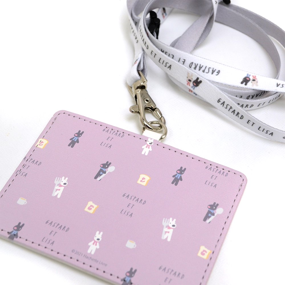 リサとガスパール 【公式ショップ限定】ネックストラップ付 2ポケットパスケース（ピンク）LG