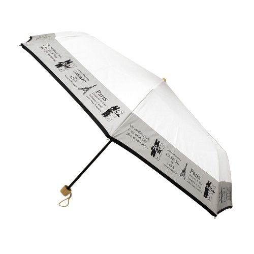 リサとガスパール 折りたたみ傘（モノトーン）ホワイト　LG-208D-10　LG