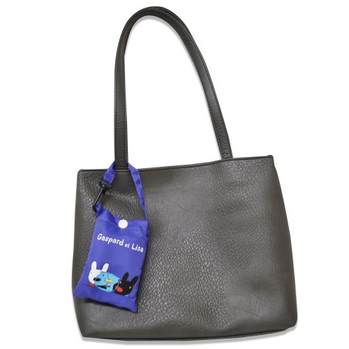 リサとガスパール ちょこっと便利な買い物バッグ（ブルーパープル）LG