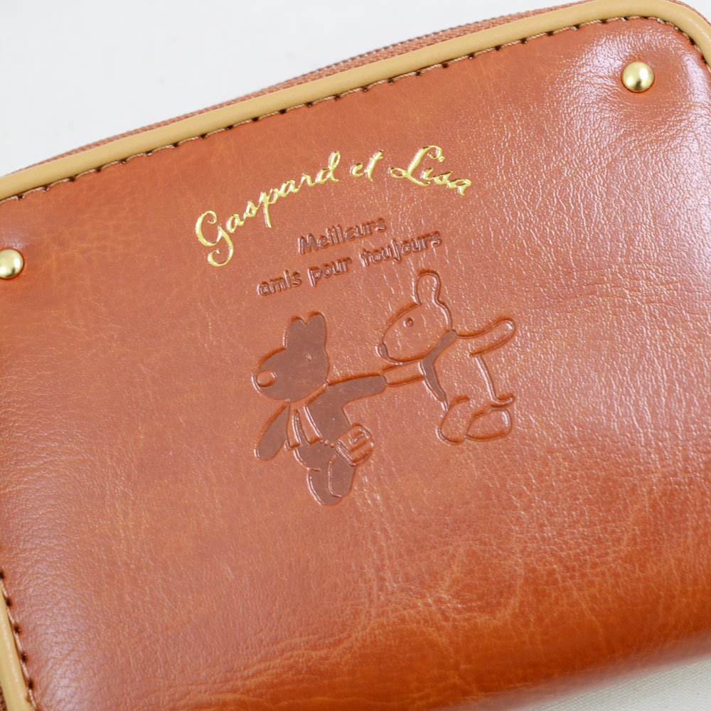 リサとガスパール 二つ折り財布　ラウンドジップR小銭入　（キャメル）　GL-0364　LG