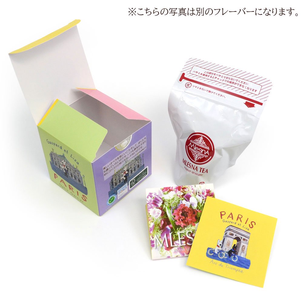 【数量限定品・MLESNA TEAコラボ】【バラ売り】FRUITS PARIS TEA　CUBEBOX（ティーバッグ12包入り）LG -  リサとガスパール 公式オンラインショップ