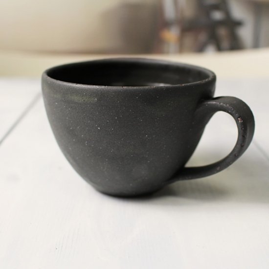 コーヒーカップ/モーニングカップ販売＜simple3＞丸型 黒 /おしゃれな作家物