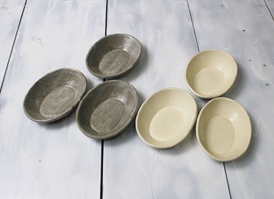 「豆皿・付け出し皿A（白・マット調ホワイト３枚/グレー灰３枚）徳用６枚セット」/付け出し/お通し皿/漬物皿として